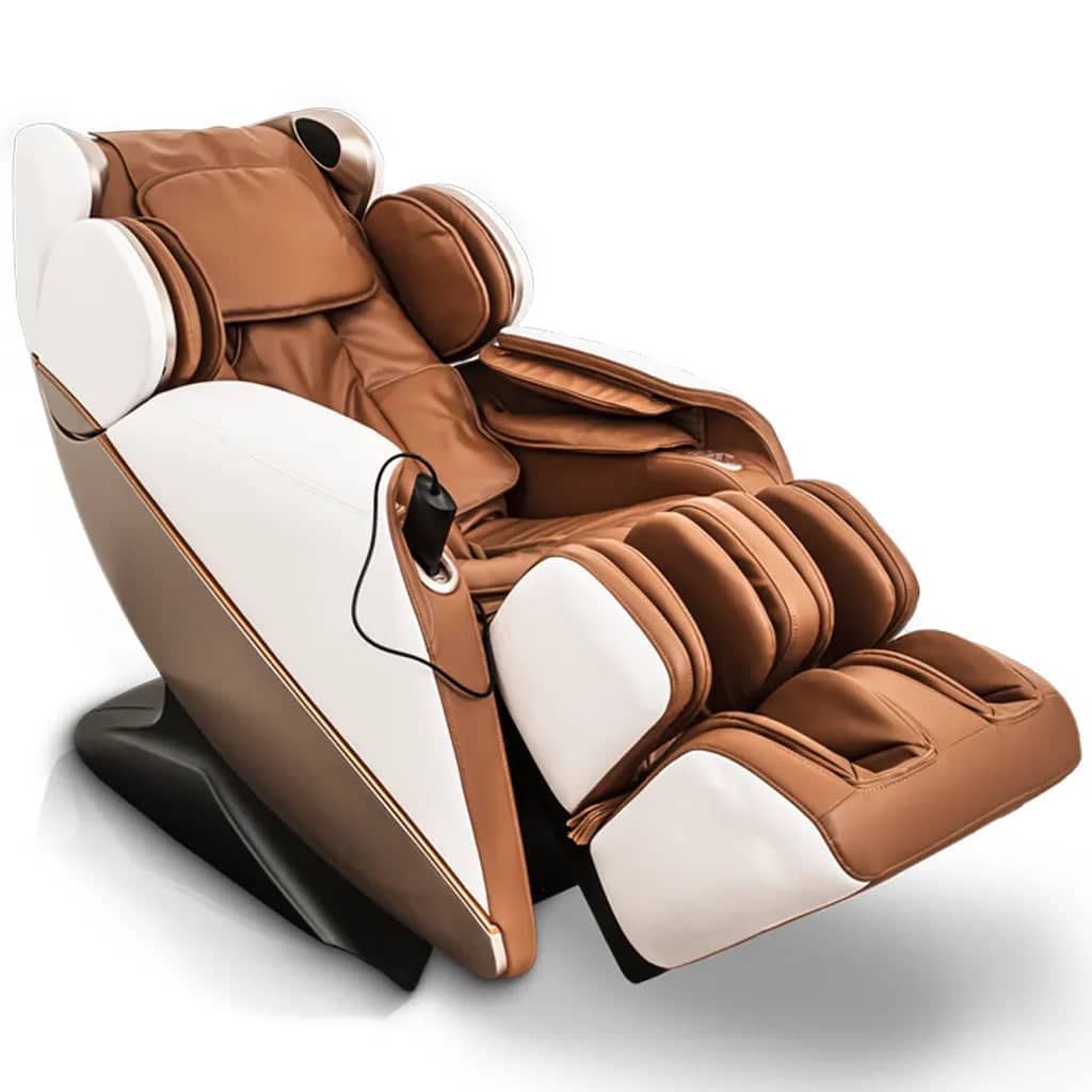 Brown and cream Z-Dream full body massage chair shown from the front on a white background