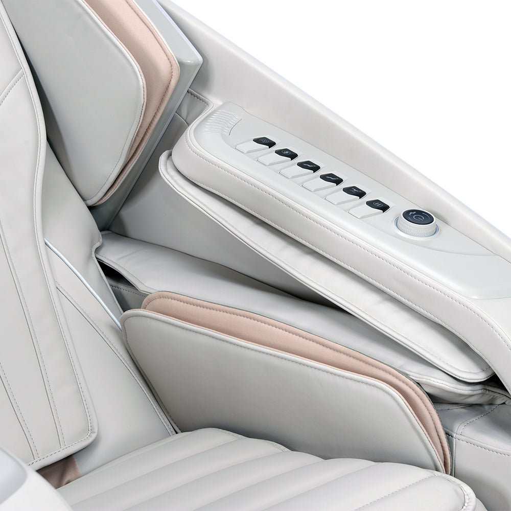 Close-up of the Z-Smart Pro massage chair armrest controls and adjustment dial