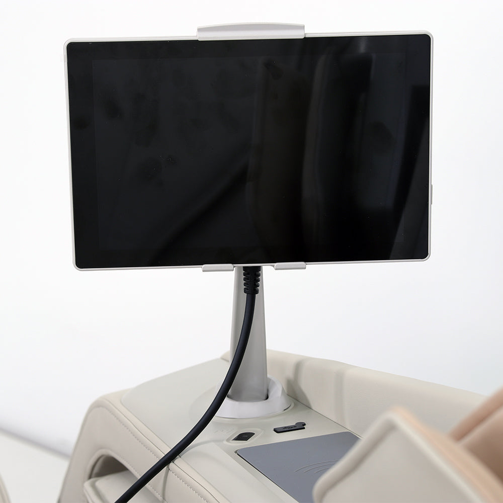Touchscreen controller mounted on the Z-Smart Pro massage chair armrest