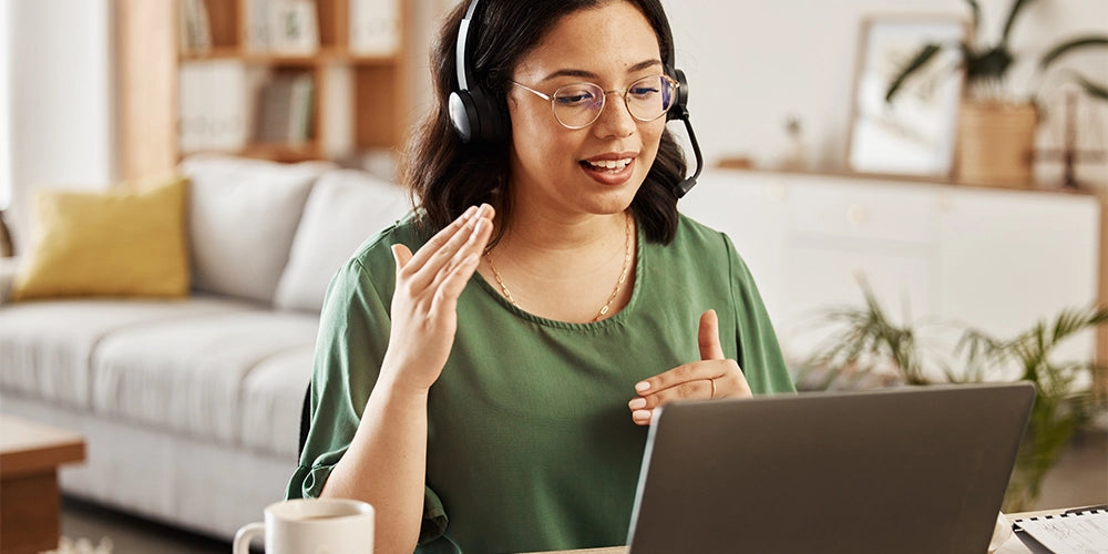 Customer support specialist speaking with a Zarifa shopper by video consultation
