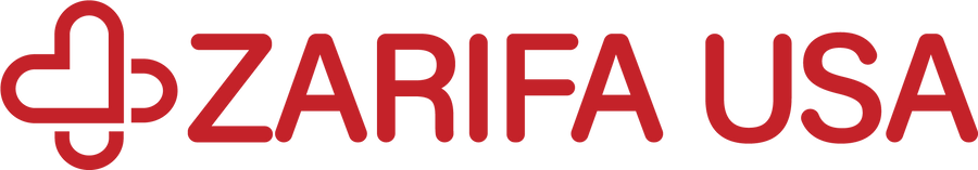 Established Zarifa USA red horizontal wordmark