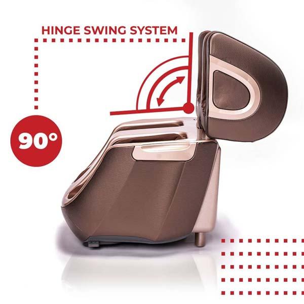 Foot massager with hinge swing system
